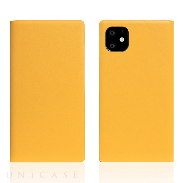 【iPhone11 ケース】Calf Skin Leather Diary (Yellow)