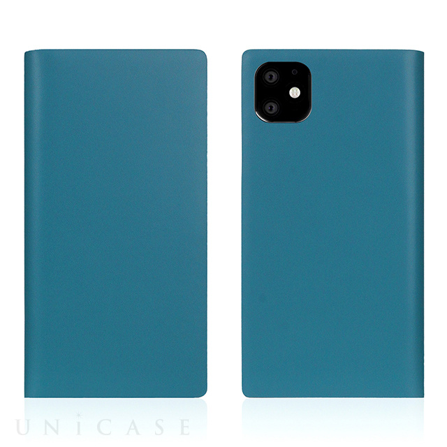 【iPhone11 ケース】Calf Skin Leather Diary (Blue)