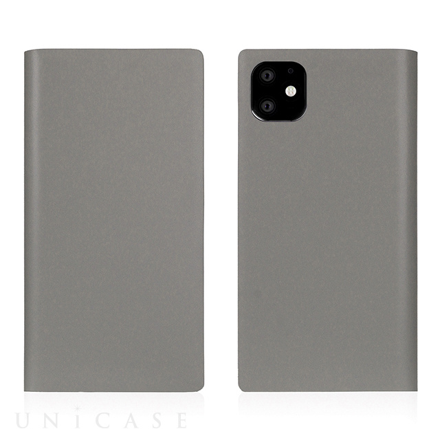 【iPhone11 ケース】Calf Skin Leather Diary (Gray)