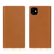 【iPhone11 ケース】Calf Skin Leather Diary (Camel)