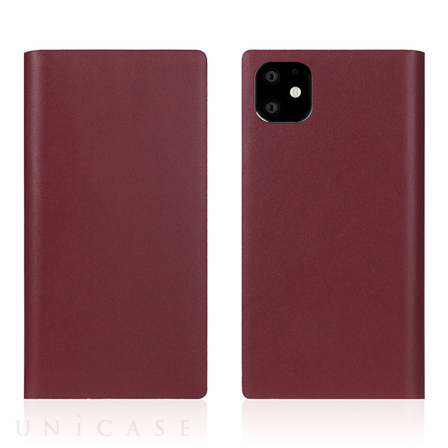 【iPhone11 ケース】Calf Skin Leather Diary (Burgundy)