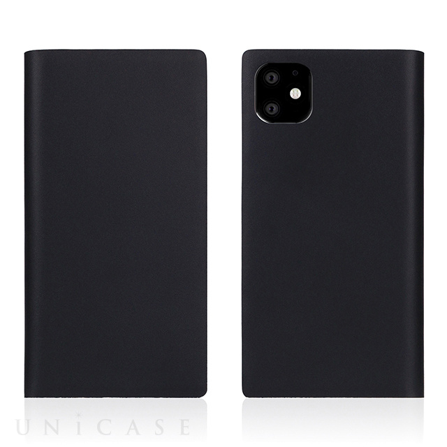 【iPhone11 ケース】Calf Skin Leather Diary (Black)