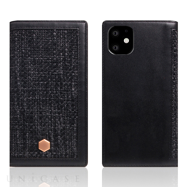 【iPhone11 ケース】Edition Calf Skin Leather Diary (ブラック)