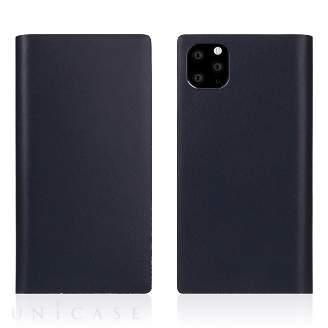 【iPhone11 Pro Max ケース】Calf Skin Leather Diary (Navy)