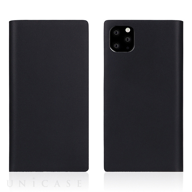 【iPhone11 Pro Max ケース】Calf Skin Leather Diary (Black)