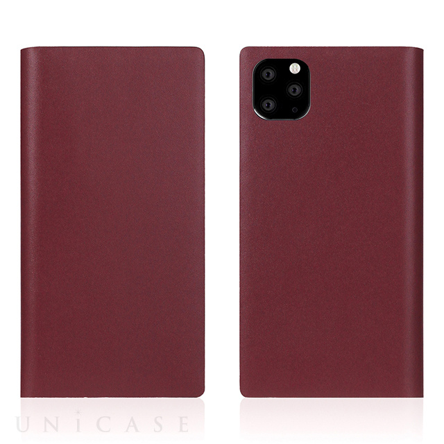 【iPhone11 Pro Max ケース】Calf Skin Leather Diary (Burgundy)