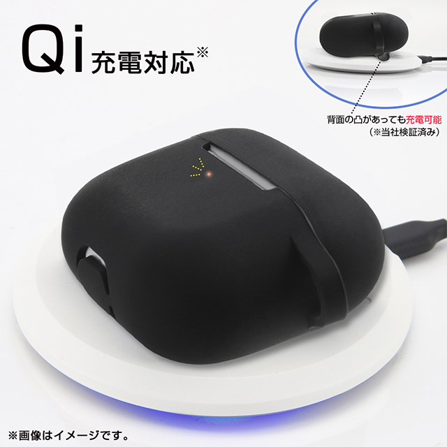 【AirPods Pro(第1世代) ケース】シリコンケース ノーダスト カラビナ付き (ホワイト)サブ画像