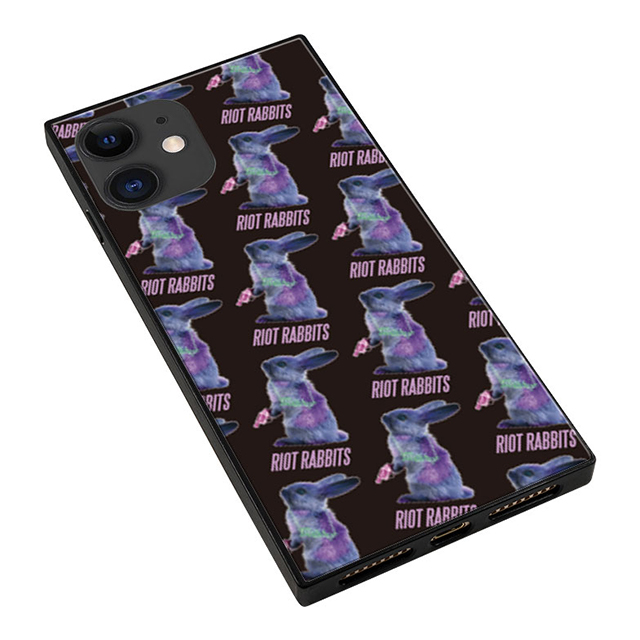 【iPhone11/XR ケース】MILKBOY スクエア型 ガラスケース (Riot Rabbits Pattern BLK)goods_nameサブ画像