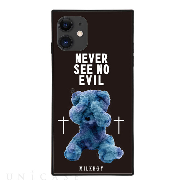 【iPhone11/XR ケース】MILKBOY スクエア型 ガラスケース (SEE NO EVILBEARS BK)