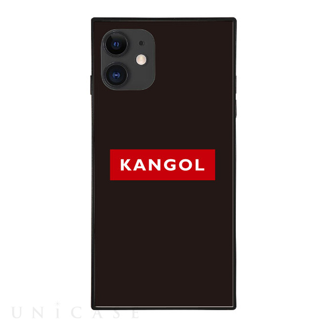 【iPhone11/XR ケース】KANGOL スクエア型 ガラスケース [KANGOL BOX(RED)]