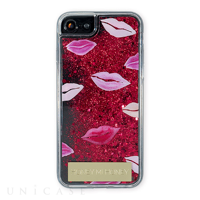 【iPhone8/7/6s/6 ケース】HONEY MI HONEY 背面ケース (PINK KISS GLITTER RED)