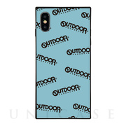 【iPhoneXS/X ケース】OUTDOOR スクエア型 ガラスケース (LOGO RANDOM BLUE)