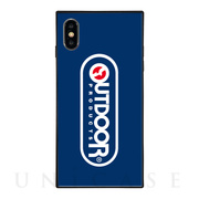 【iPhoneXS/X ケース】OUTDOOR スクエア型 ガラスケース (LOGO BLUE)