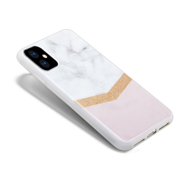 【iPhone11 ケース】WHITE MARBLE (SIERRA ROSE GOLD GLITTER)サブ画像