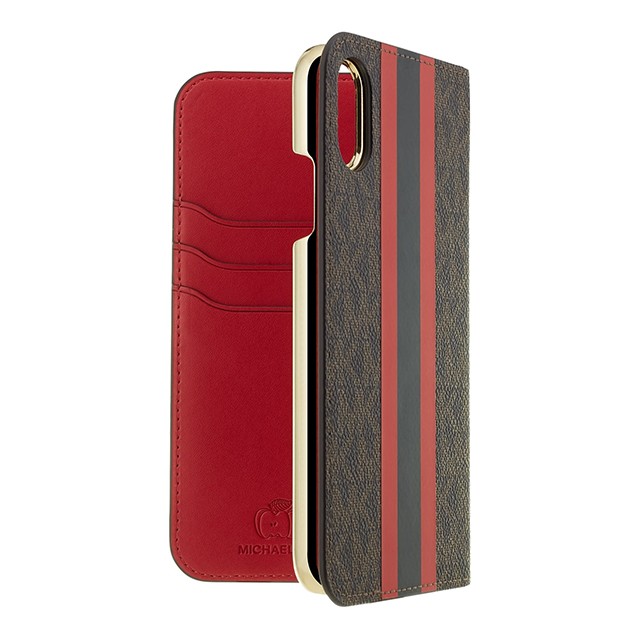 【iPhoneXS/X ケース】Folio Case Red Stripe with Charmサブ画像