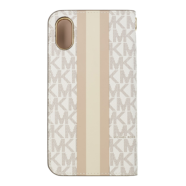 【iPhoneXR ケース】Folio Case Beige Pink Stripe with Charmサブ画像