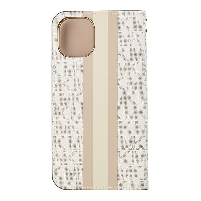 【iPhone11 Pro Max ケース】Folio Case Beige Pink Stripe with Charmサブ画像