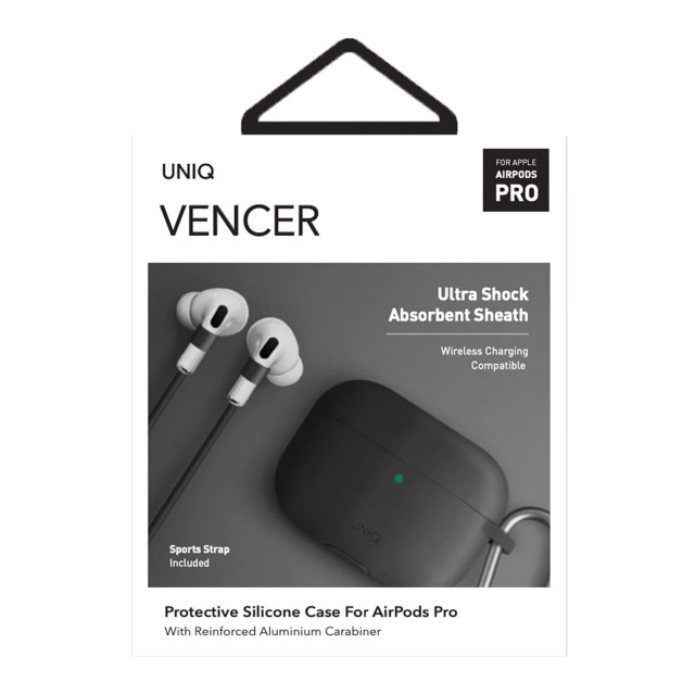 【AirPods Pro(第1世代) ケース】VENCER AirPods Pro シリコン ハング ケース - CHARCOAL (DARK GREY)サブ画像