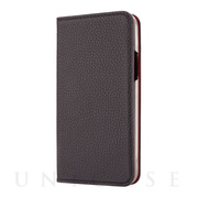 【iPhone11 ケース】German Shrunken Calf Folio Case (Black×Red)