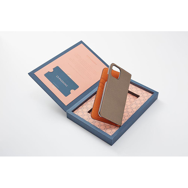 【iPhone11 ケース】German Shrunken Calf Folio Case (Taupe×Orange)goods_nameサブ画像