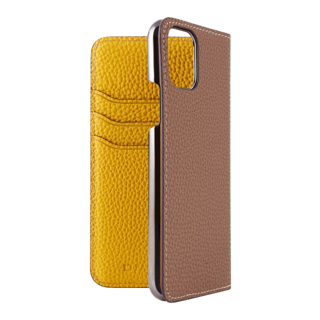 【iPhone11 Pro ケース】German Shrunken Calf Folio Case (Taupe×Yellow)goods_nameサブ画像