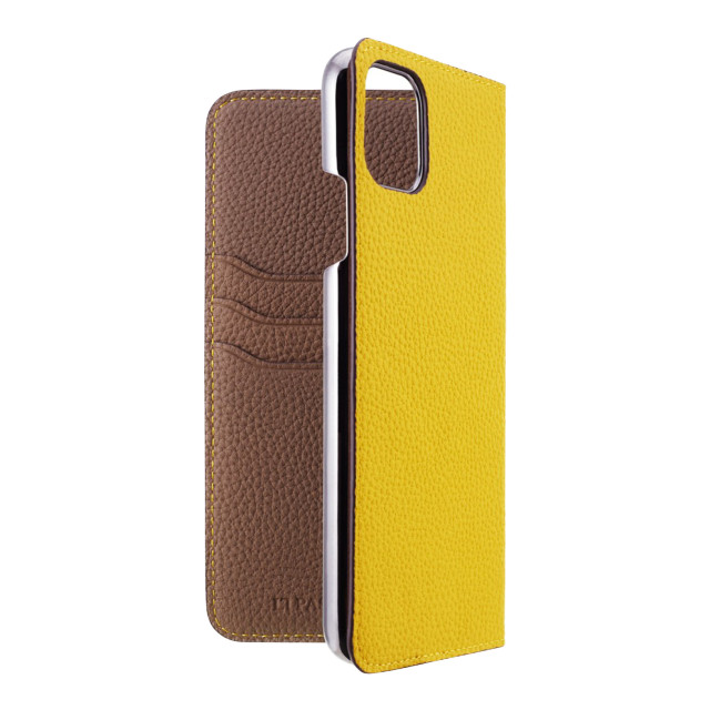 【iPhone11 Pro Max ケース】German Shrunken Calf Folio Case (Yellow×Taupe)サブ画像