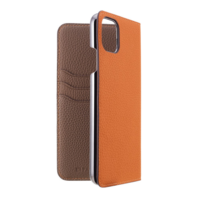 【iPhone11 Pro Max ケース】German Shrunken Calf Folio Case (Orange×Taupe)goods_nameサブ画像