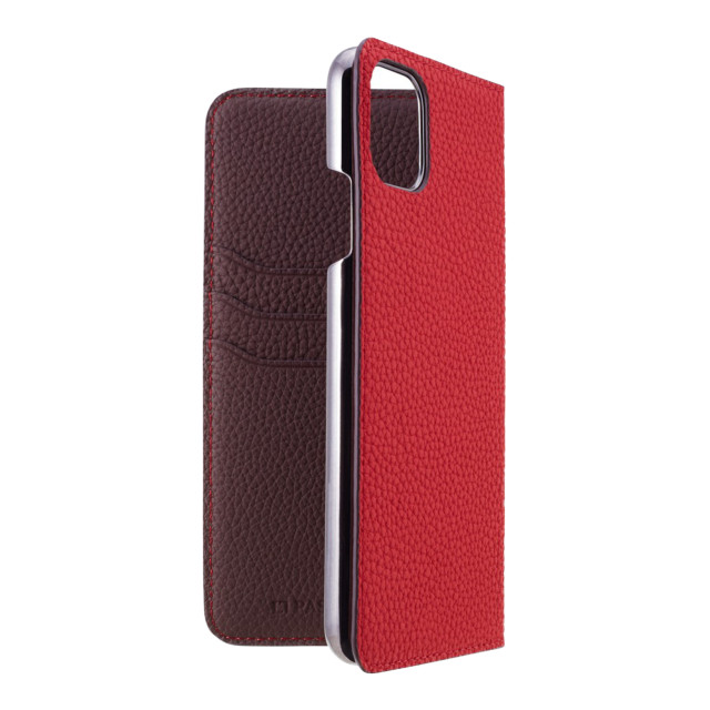 【iPhone11 Pro Max ケース】German Shrunken Calf Folio Case (Red×Dark Brown)goods_nameサブ画像