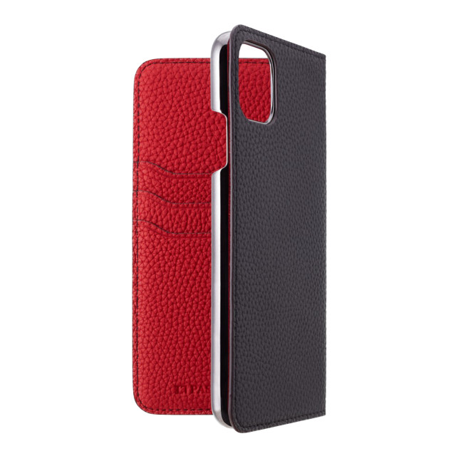 【iPhone11 Pro Max ケース】German Shrunken Calf Folio Case (Black×Red)サブ画像