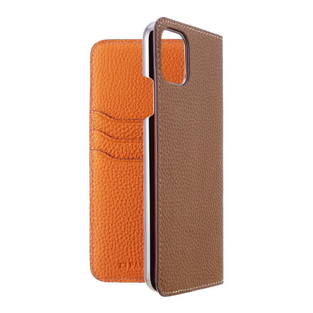 【iPhone11 Pro Max ケース】German Shrunken Calf Folio Case (Taupe×Orange)goods_nameサブ画像