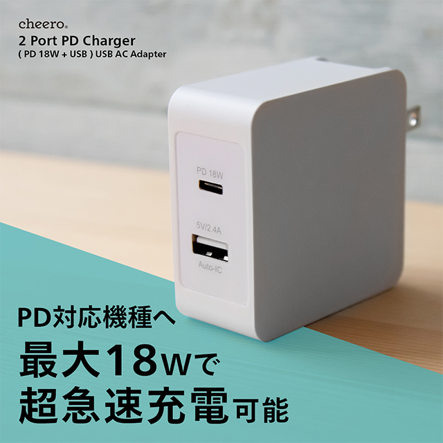 PD 18W 2 ports AC Charger (ブラック)サブ画像