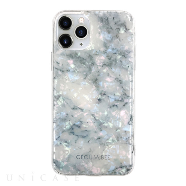 【iPhone11 Pro ケース】CECIL McBEE ソフトシェルケース 大理石 (WHITE)