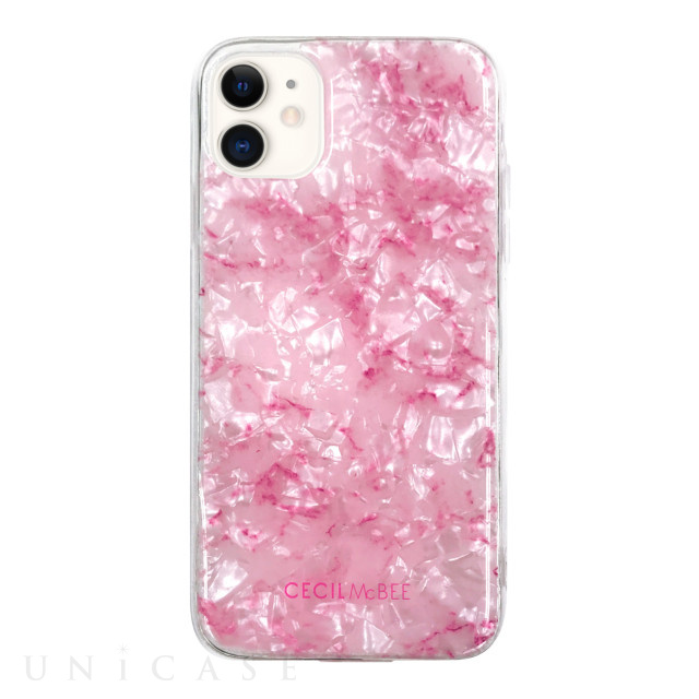 【iPhone11/XR ケース】CECIL McBEE ソフトシェルケース 大理石 (PINK)