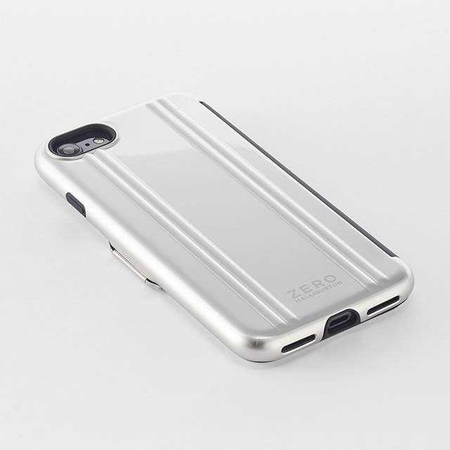 【iPhoneSE(第3/2世代)/8/7 ケース】ZERO HALLIBURTON Hybrid Shockproof Flip Case for iPhoneSE(第2世代) (Silver)サブ画像