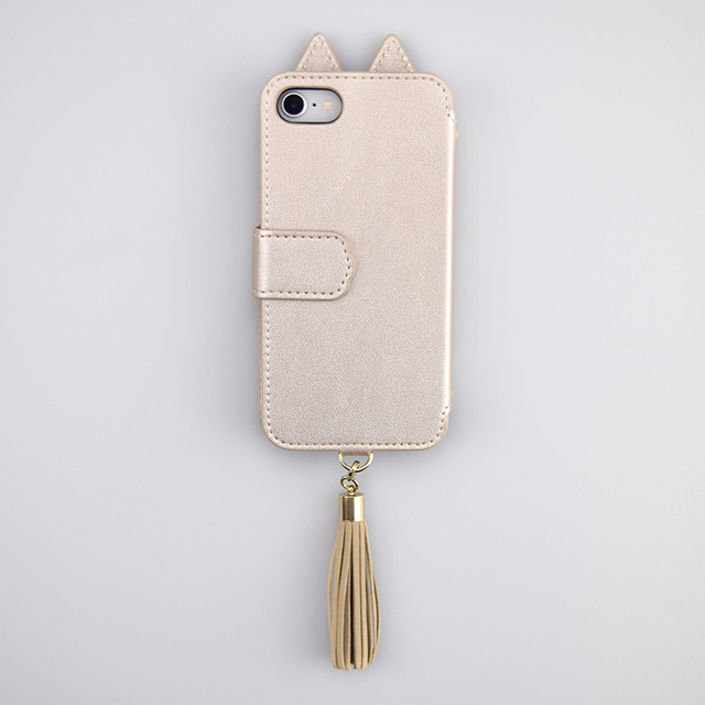 【iPhoneSE(第3/2世代)/8/7 ケース】Tassel Tail Cat Flip Case for iPhoneSE(第2世代) (gold)goods_nameサブ画像
