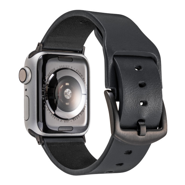 【Apple Watch バンド 49/45/44/42mm】Italian Genuine Leather Watchband (Black) for Apple Watch Ultra2/SE(第2/1世代)/Series9/8/7/6/5/4/3/2/1サブ画像