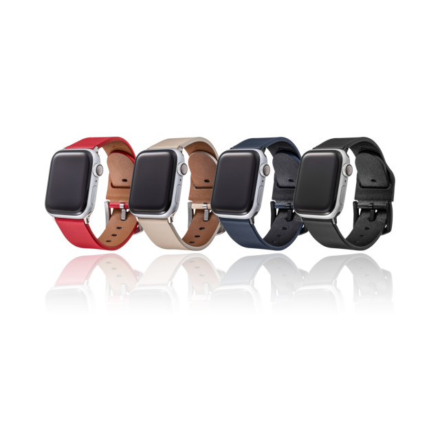 【Apple Watch バンド 49/45/44/42mm】Italian Genuine Leather Watchband (Black) for Apple Watch Ultra2/SE(第2/1世代)/Series9/8/7/6/5/4/3/2/1サブ画像