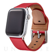 【Apple Watch バンド 41/40/38mm】Italian Genuine Leather Watchband (Red) for Apple Watch SE(第2/1世代)/Series9/8/7/6/5/4/3/2/1