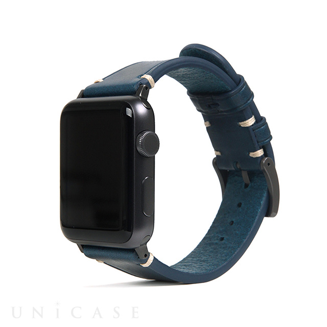 【Apple Watch バンド 41/40/38mm】Italian Buttero Leather (ブルー) for Apple Watch SE(第2/1世代)/Series9/8/7/6/5/4/3/2/1