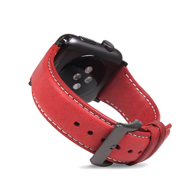 【Apple Watch バンド 45/44/42mm】Italian Minerva Box Leather (レッド) for Apple Watch SE(第2/1世代)/Series9/8/7/6/5/4/3/2/1サブ画像