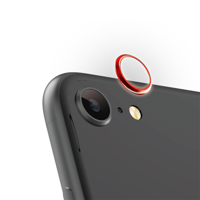【iPhoneSE(第3/2世代)】[Lens Bumper]カメラレンズ保護アルミフレーム (レッド)サブ画像