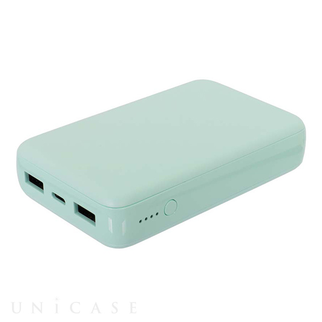 USB Type-Cケーブル付属 小型軽量モバイルバッテリー 10000mAh USB Type-C入出力＋USB Type-A出力 (ミントブルー)