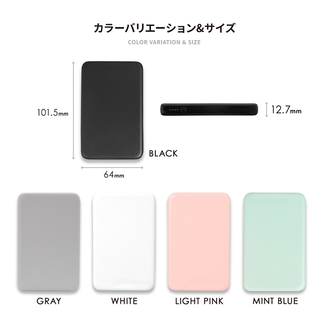 USB Type-Cケーブル付属 小型軽量モバイルバッテリー 5000mAh USB Type-C入出力＋ USB Type-A出力 (グレー)サブ画像