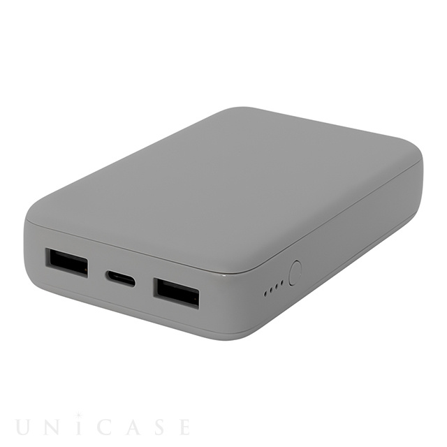 USB Type-Cケーブル付属 小型軽量モバイルバッテリー 10000mAh USB Type-C入出力＋USB Type-A出力 (グレー)