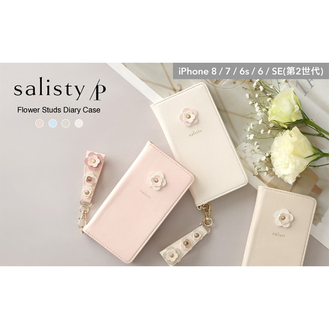 【iPhoneSE(第3/2世代)/8/7/6s/6 ケース】P フラワースタッズ ダイアリーケース (ペールブルー)goods_nameサブ画像