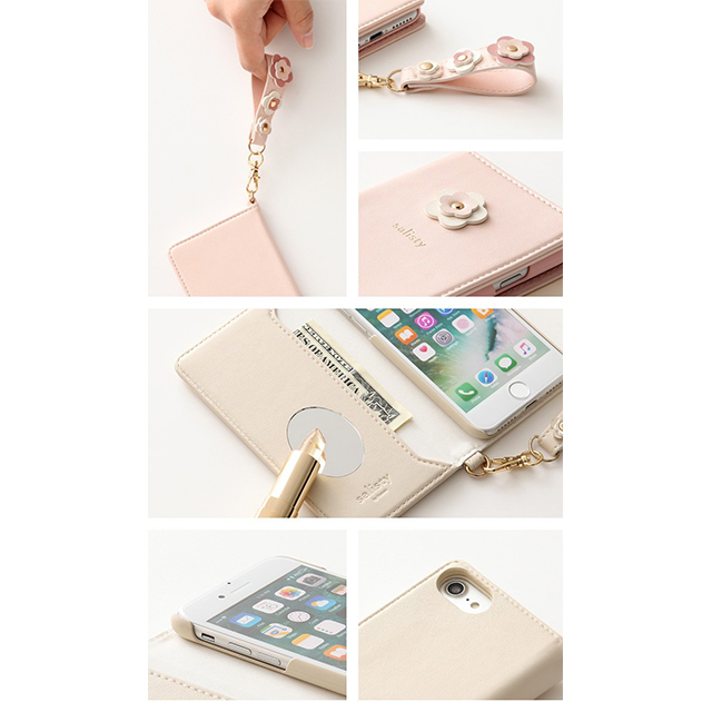 【iPhoneSE(第3/2世代)/8/7/6s/6 ケース】P フラワースタッズ ダイアリーケース (ライトグレージュ)goods_nameサブ画像