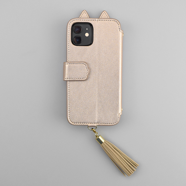 【iPhone12/12 Pro ケース】Tassel Tail Cat Flip Case for iPhone12/12 Pro (gold)goods_nameサブ画像