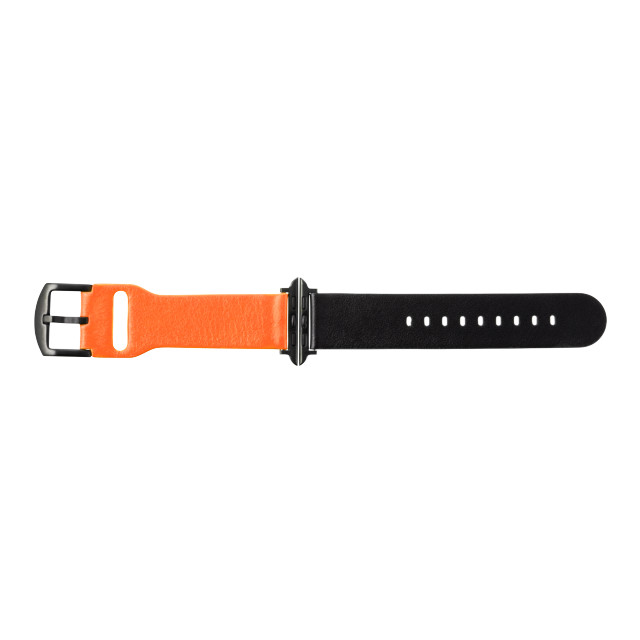 【Apple Watch バンド 49/45/44/42mm】“NEON” Italian Genuine Leather Watchband (Neon Orange/Black) for Apple Watch Ultra2/SE(第2/1世代)/Series9/8/7/6/5/4/3/2/1サブ画像