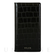 【iPhone12 mini ケース】VELES フリップカバー (クロコダイル) ブラック