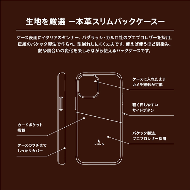 【iPhone12/12 Pro ケース】[NUNO]カードポケット付き本革バックケース (ネイビー)goods_nameサブ画像